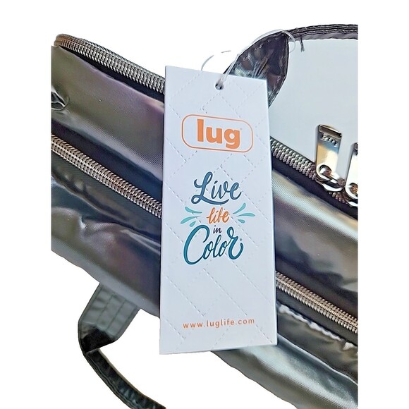 Lug Flatbed Slim Cosmetic Case Bag Metallic Black Travel Cruise Organizer Craft - Picture 7 of 16